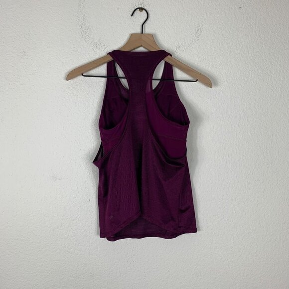 Lululemon Burgundy Tank Built-In Bra Size 4 Athletic Workout Top - Picture 6 of 8